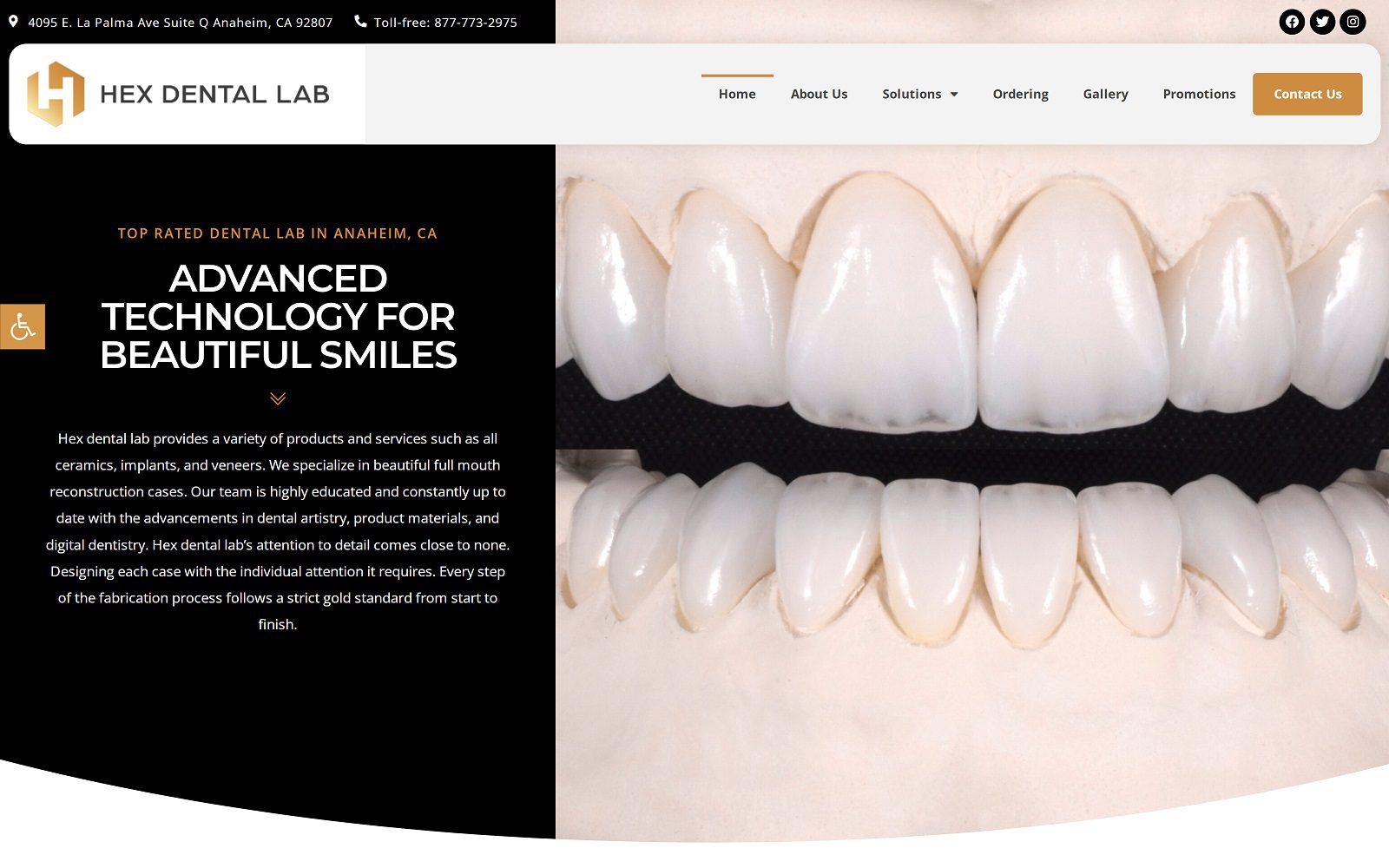 Website homepage screenshot of hexdentallab.com