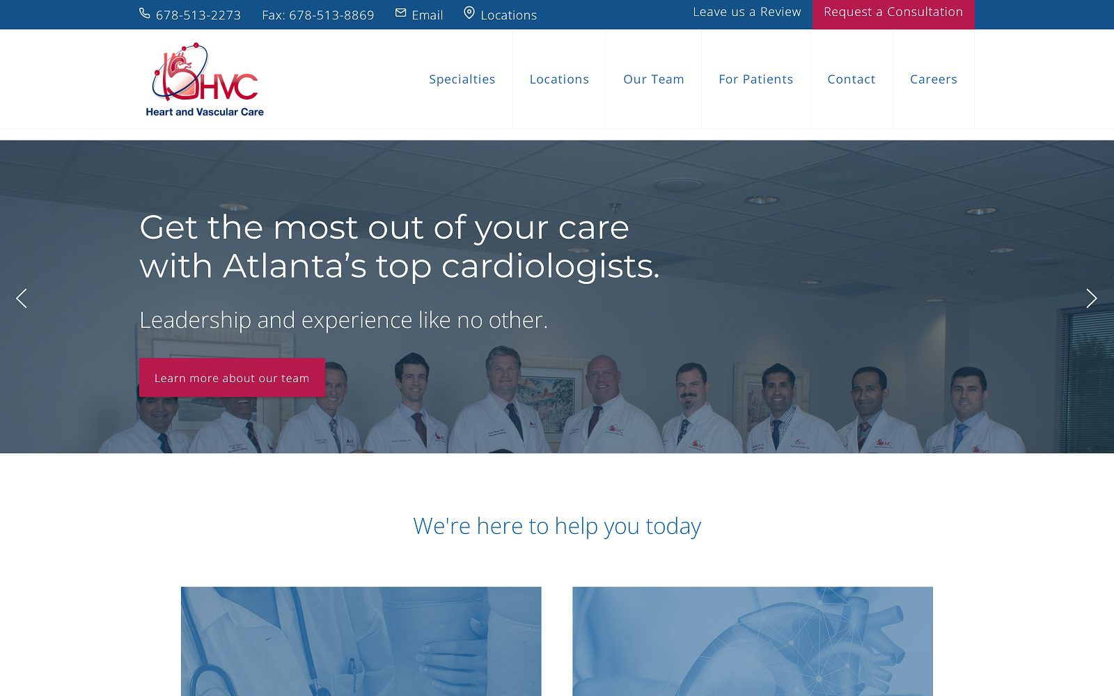 Website homepage screenshot of hvcmd.com