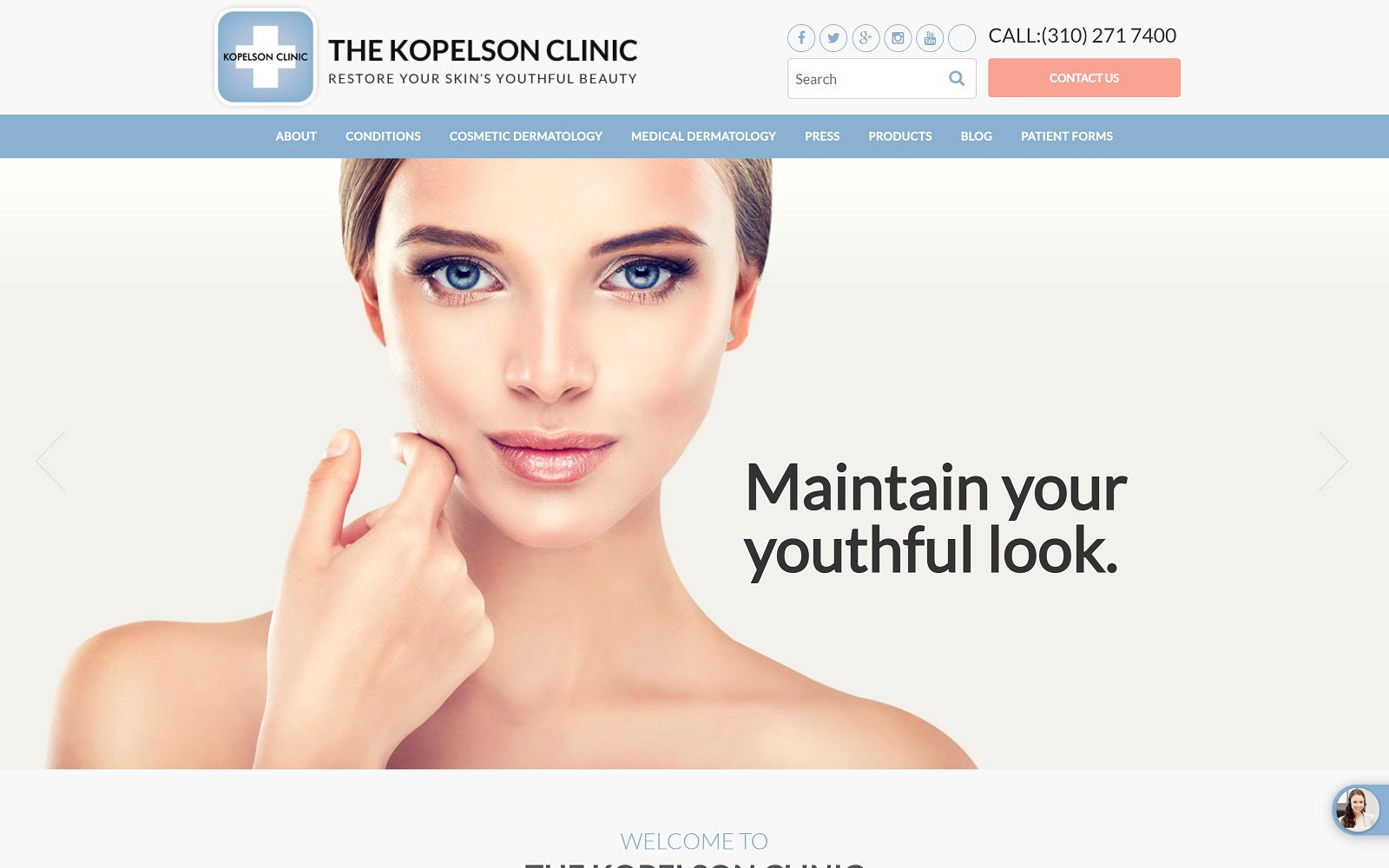 Website homepage screenshot of kopelsonclinic.com