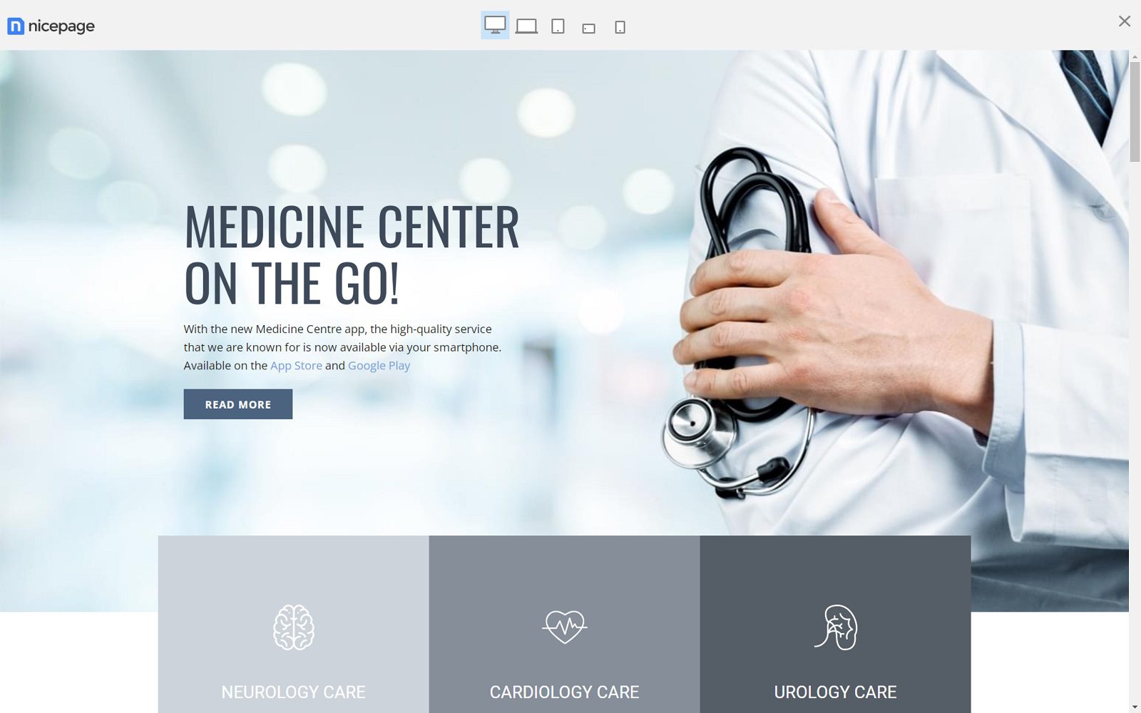 Website homepage screenshot of nicepage.com (2)