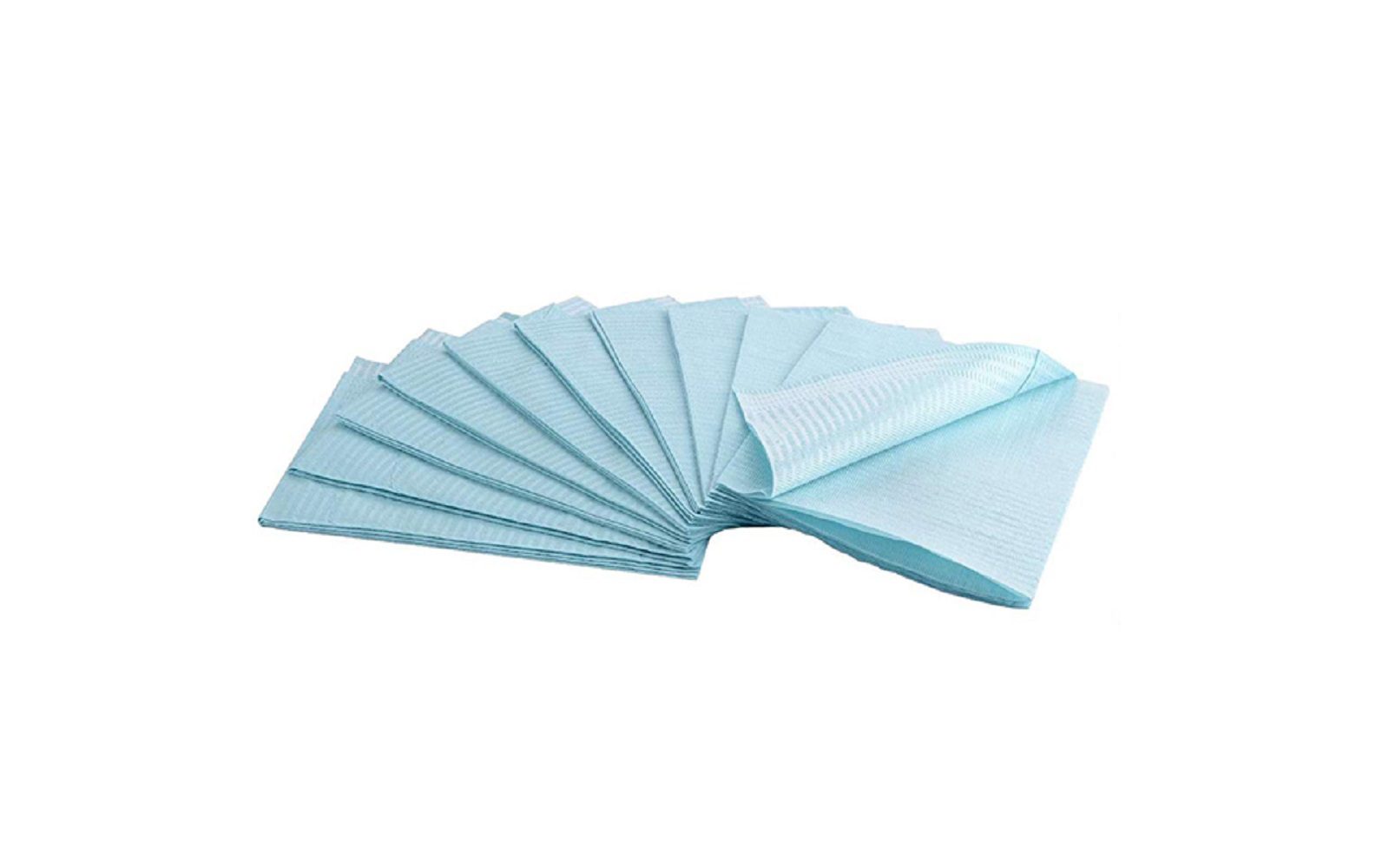 House Brand Patient Bibs BLUE 13" x 18" 2-Ply Paper/1-Ply Poly 500/Cs. Plain