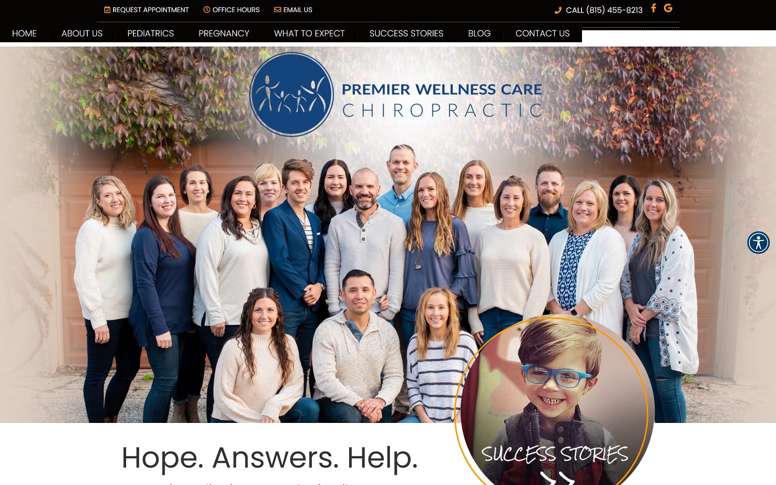 Website homepage screenshot of premierwellnesschiro.com