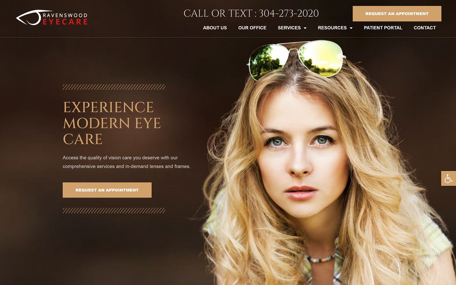 Website homepage screenshot of ravenswoodeyecare.com
