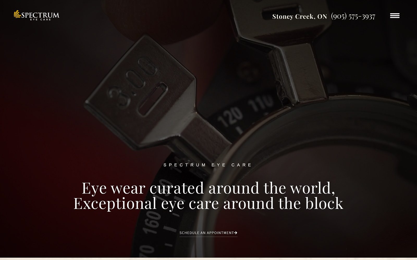 Website homepage screenshot of spectrumeye.ca