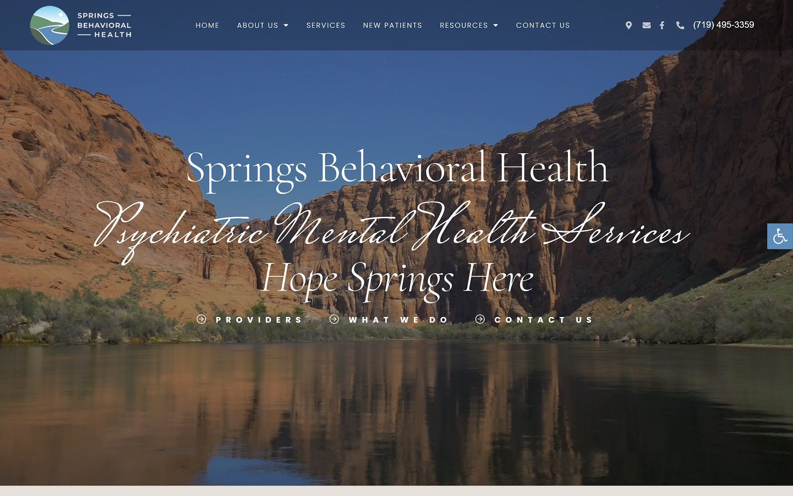 Website homepage screenshot of springsbehavioralhealth.com