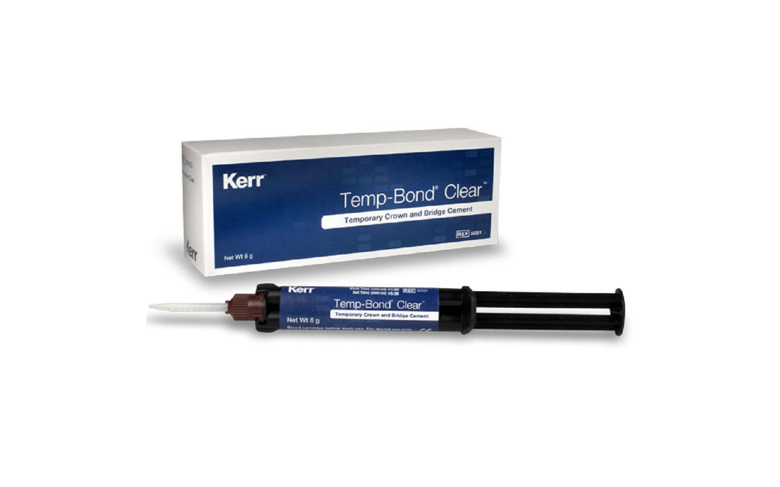 TempBond Clear with Triclosan Automix Syringe: 1 - 6 Gm. Syringe and 10 Mixing