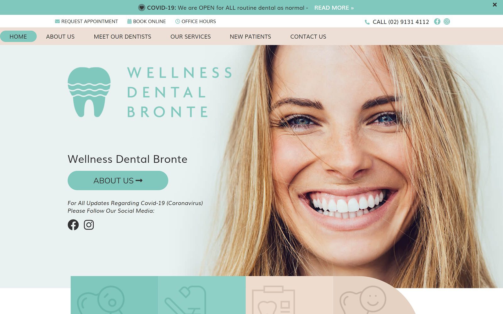 Website homepage screenshot of wellnessdentalbronte.com.au