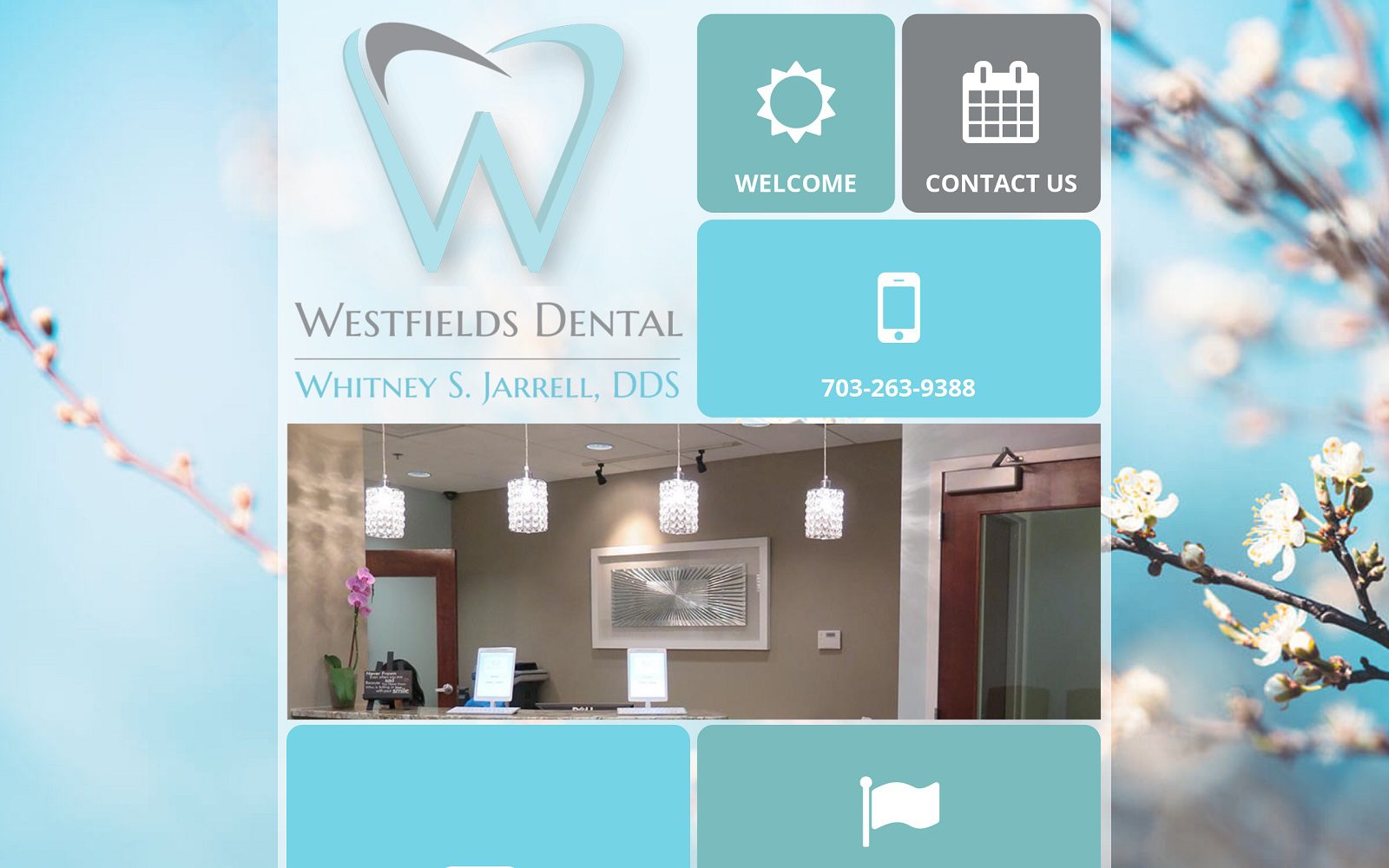Website homepage screenshot of westfieldsdental.com