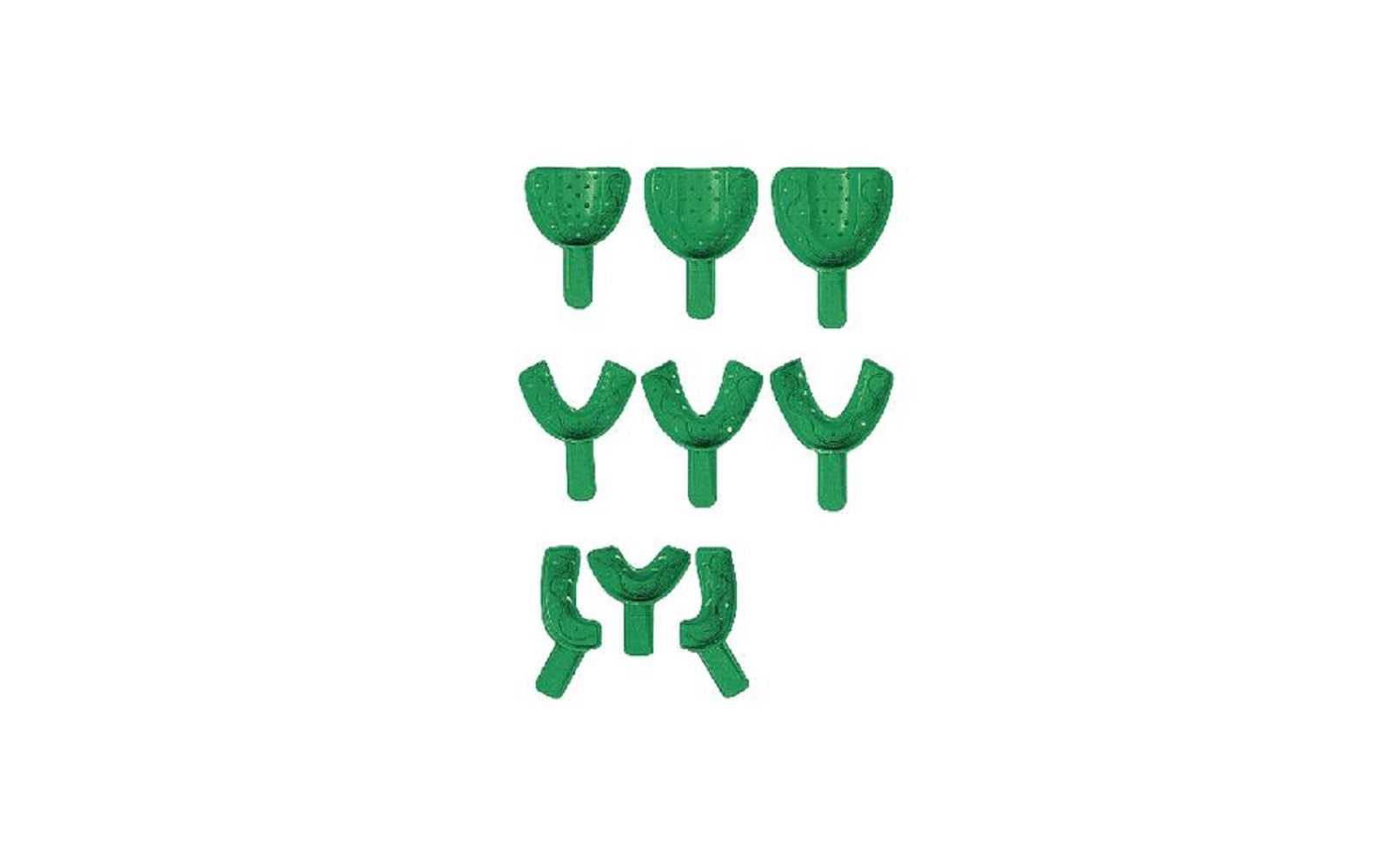 COE® Disposable Spacer Impression Trays – Perforated, Green Color, 12/Bag - GC America Inc