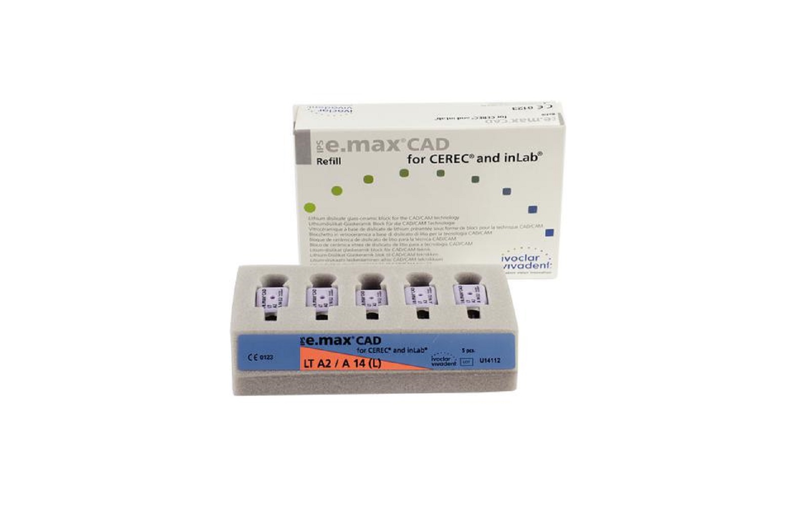 IPS e.max® CAD LT (Low Translucency) Blocks – A14, 5/Pkg