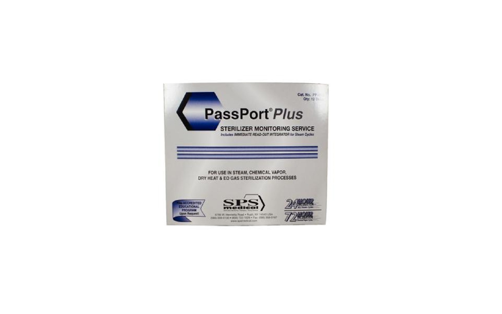 PassPort® Plus Sterilizer Monitoring Service - Mail-In Biological Indicators, 12/Pkg