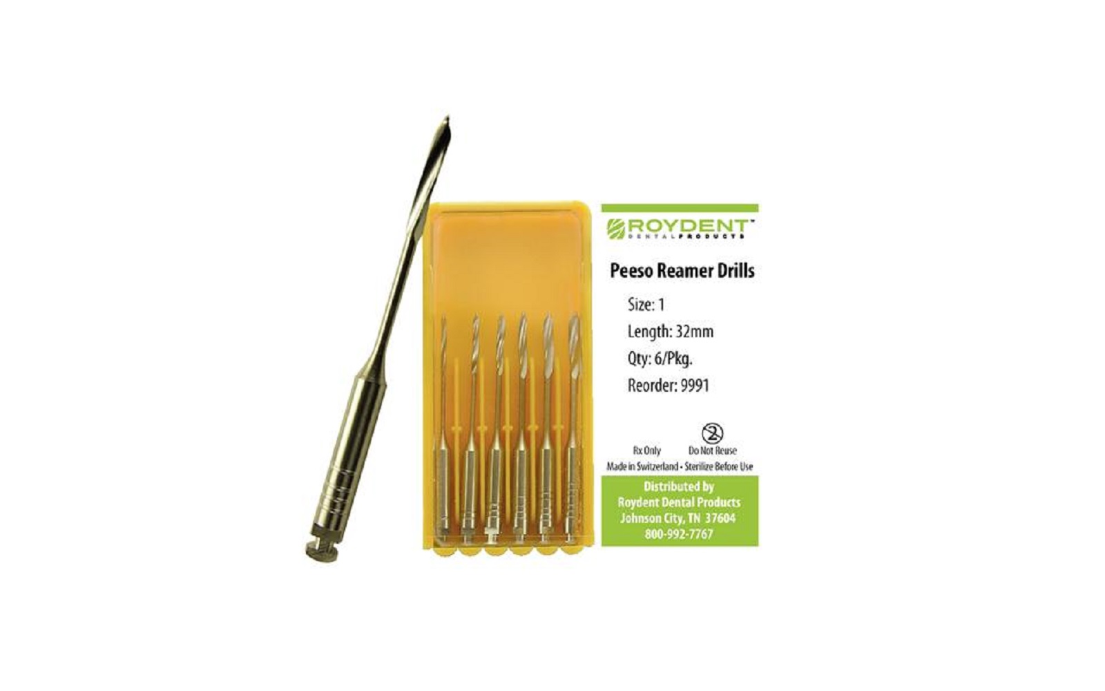 Peeso Reamer Drills, 6/Pkg - Roydent Dental