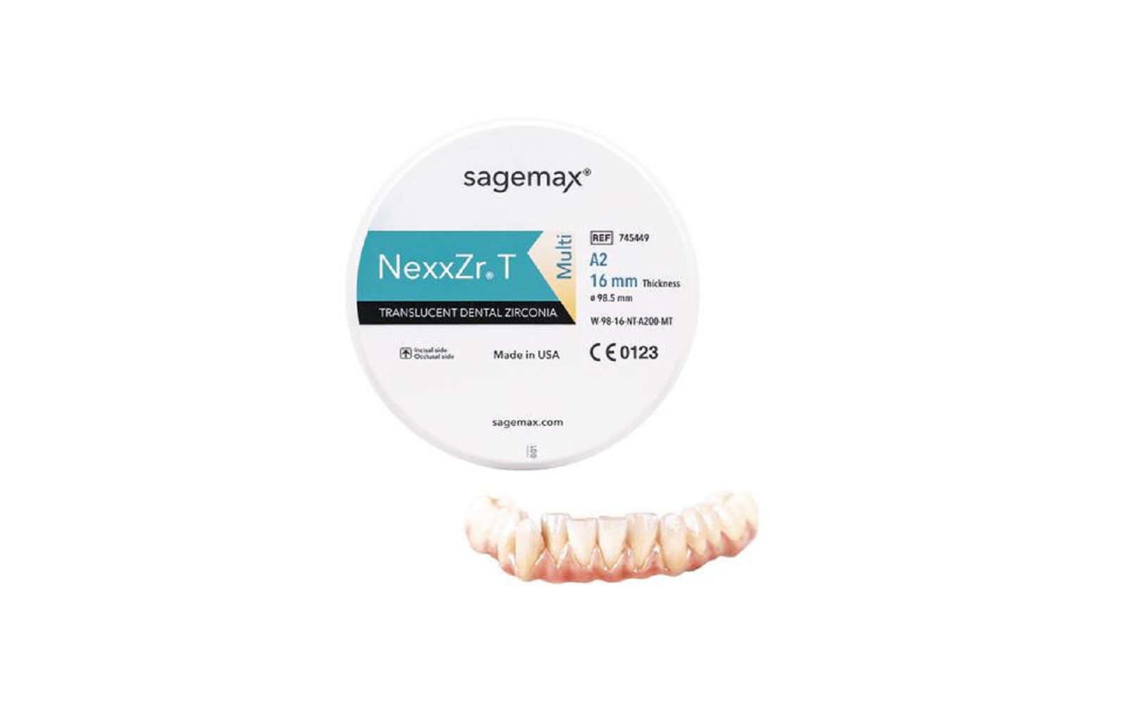 Sagemax NexxZr® T Multi CAD/CAM Disks - Shade D4, Size W98, 16 mm Thickness