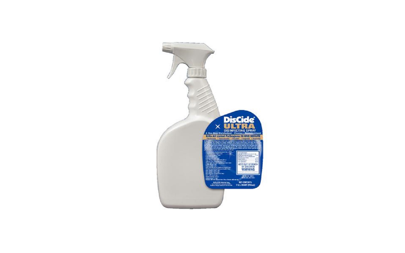 Empty Quart Bottle With Sprayer And DisCide ULTRA Label
