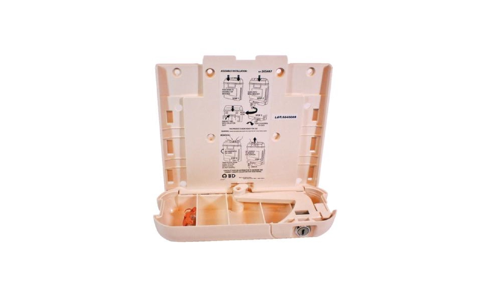 Locking Wall Bracket for All 5.4 qt BD Patient/Exam Room Sharps Collectors, 9.5" x 9.5" x 4.25"