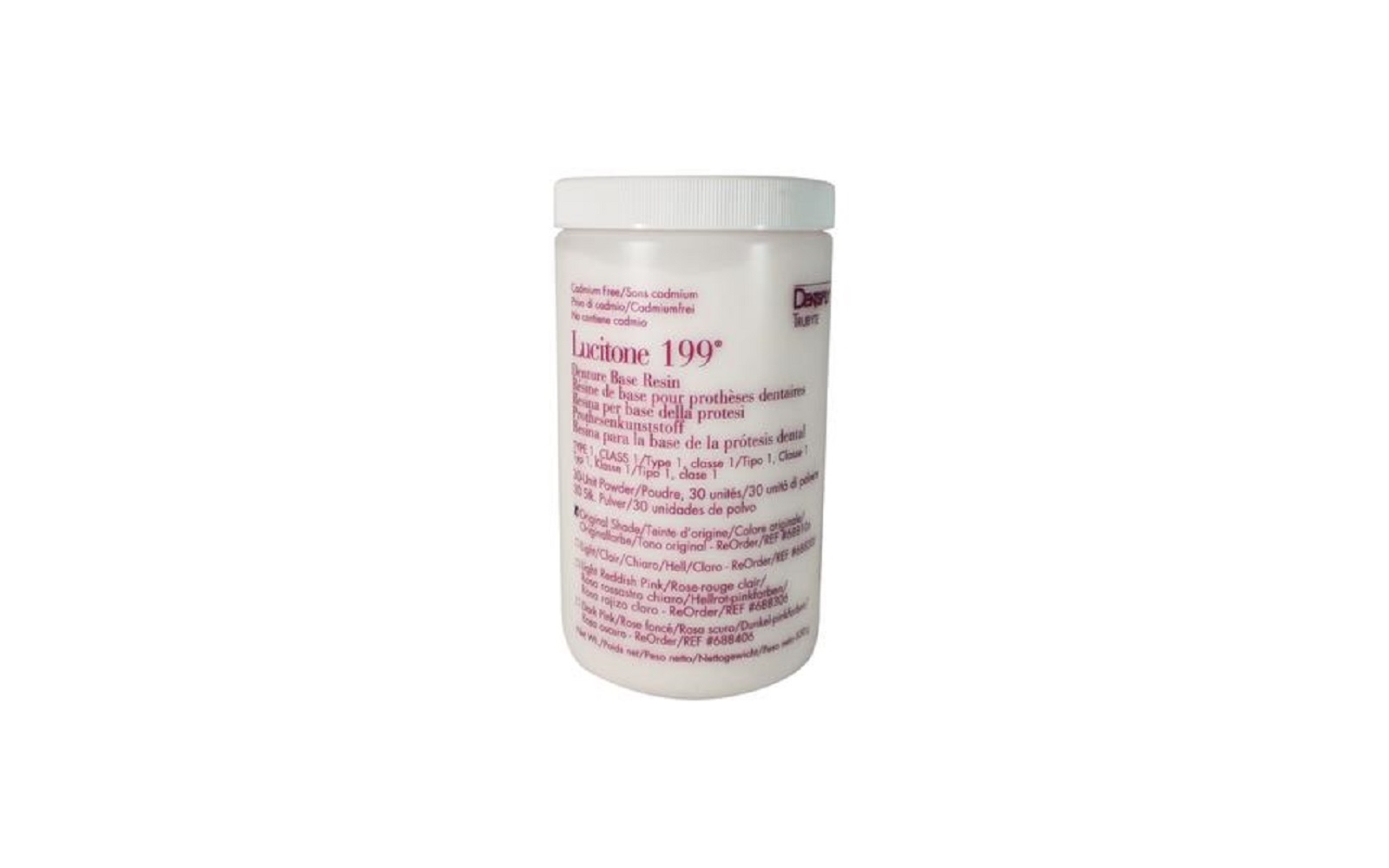 Lucitone 199® Denture Base Resin – 30 Unit Powder (630 g) with Heat-Seal Bags - Dentsply Intl