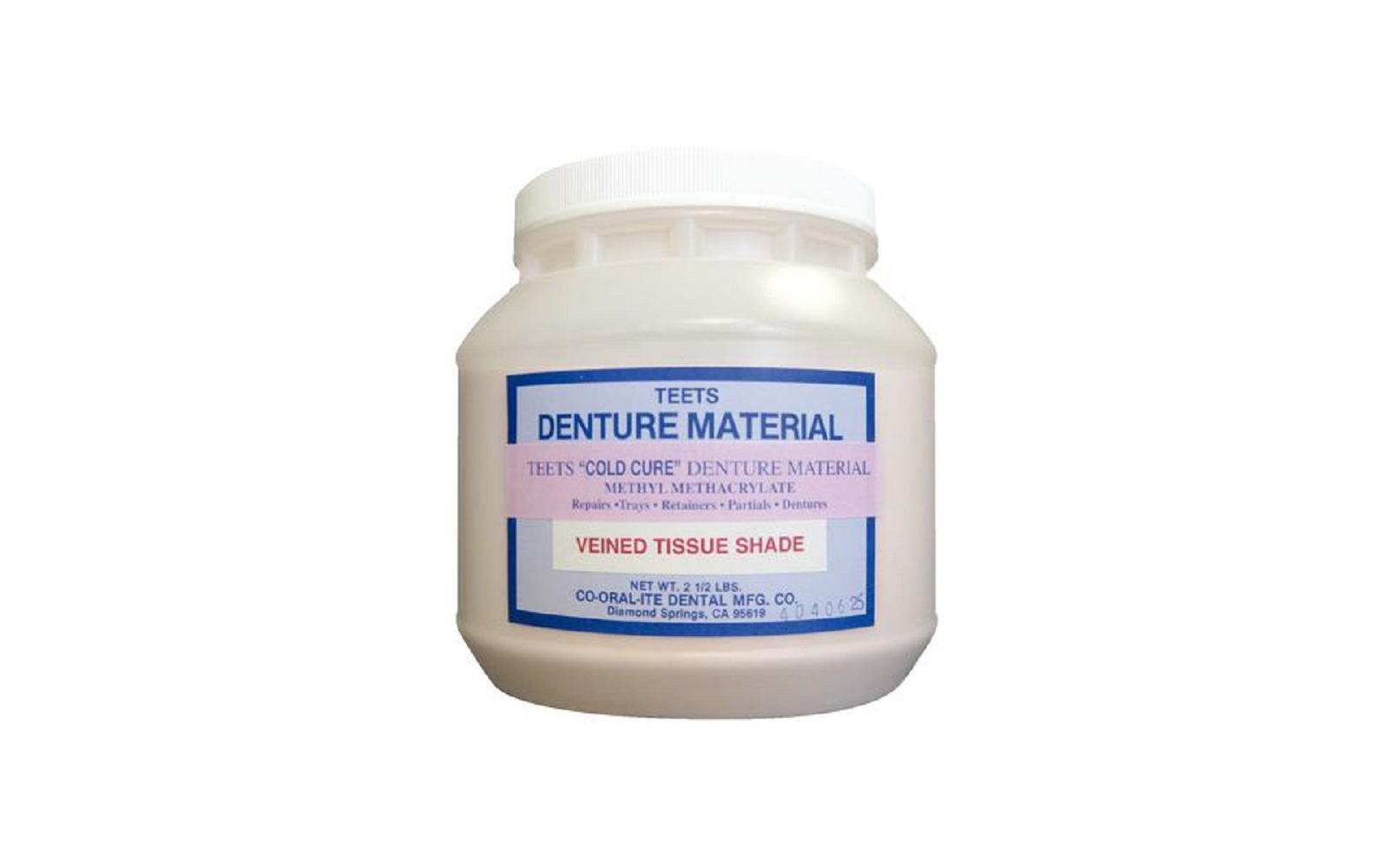 Teets Denture Material – Cold Cure, Powder and Liquid - Cooralite Dental Manufacturing