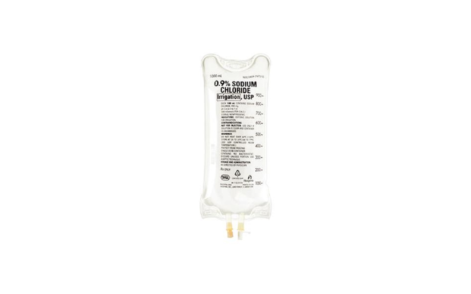 0.9% Sodium Chloride Irrigation, USP – Flexible Container, 1000 ml, 12 Bags/Pkg