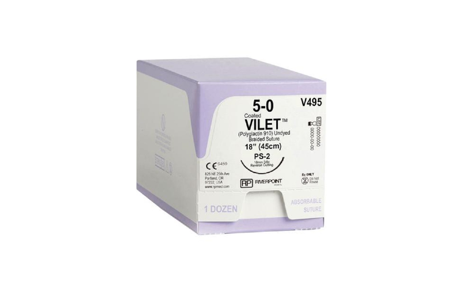 Vilet® PGLA Absorbable Braided Sutures, 12/Pkg - Riverpoint Medical