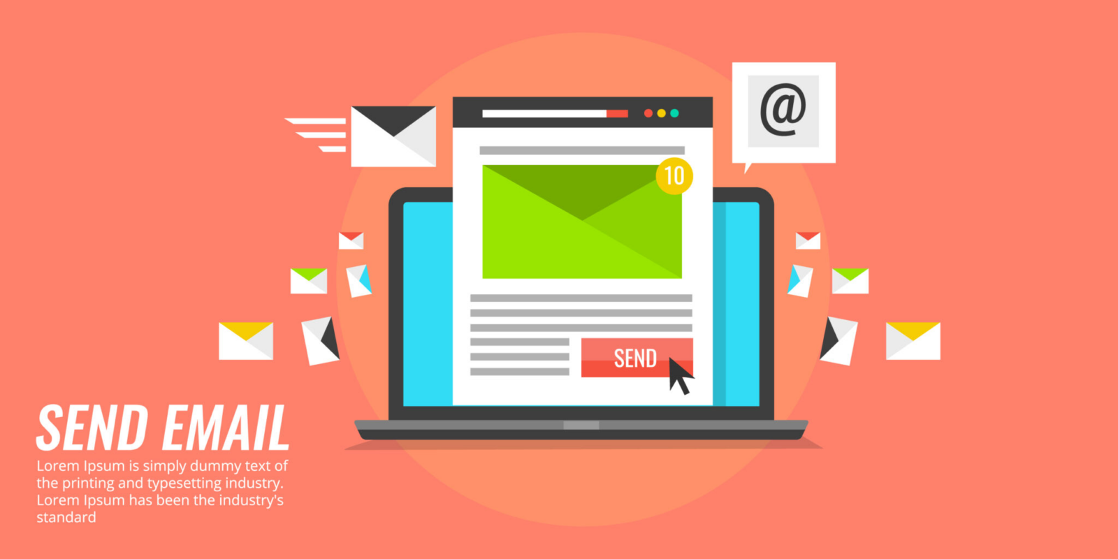 illustration showing a laptop and email screen on it