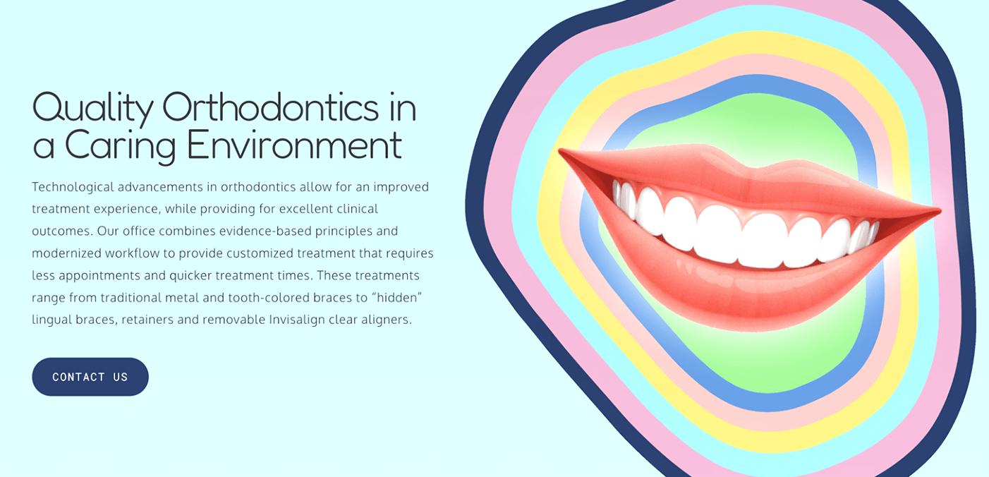 close-up of a smile inside a rainbow