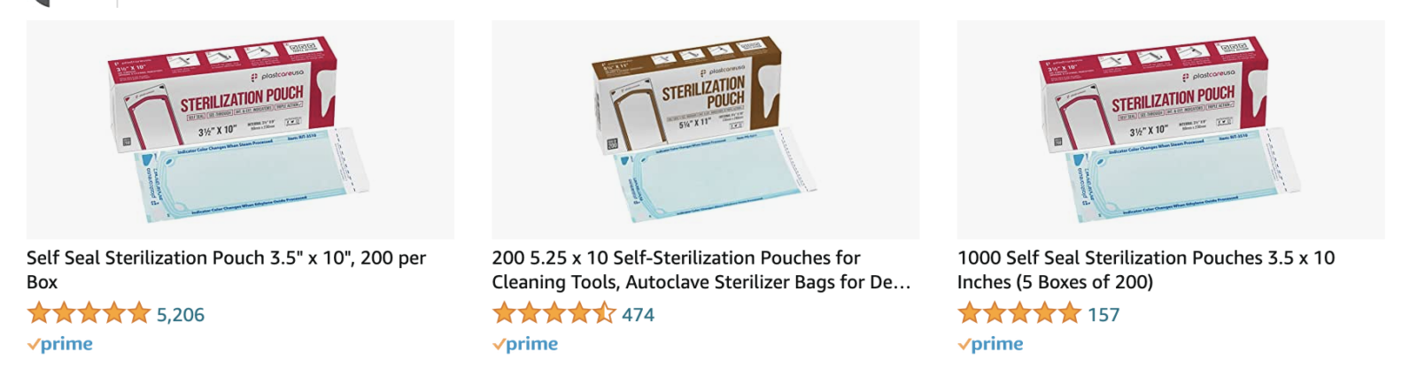 Autoclave pouches examples for sales on Amazon