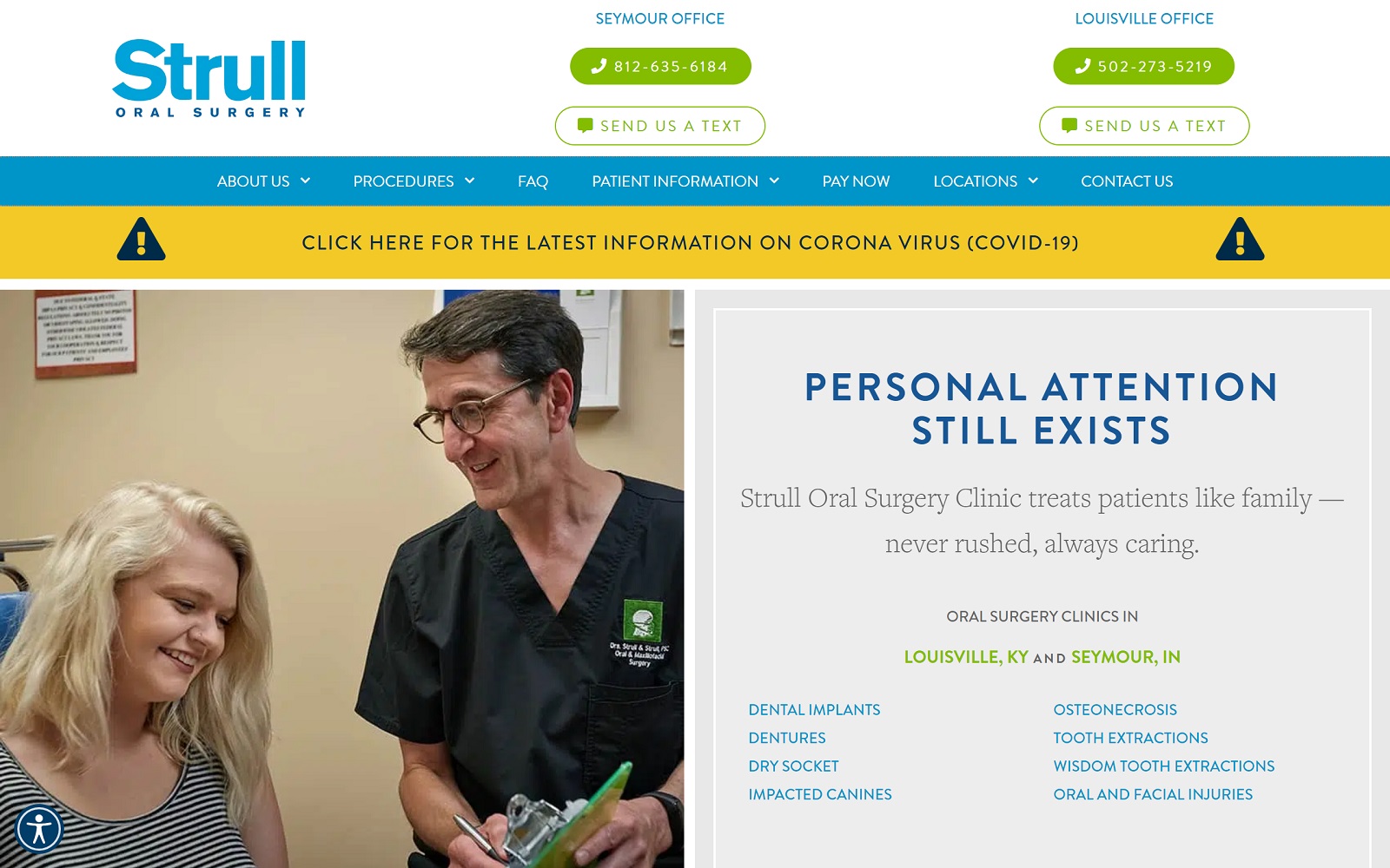 Website homepage screenshot of strulloralsurgery.com