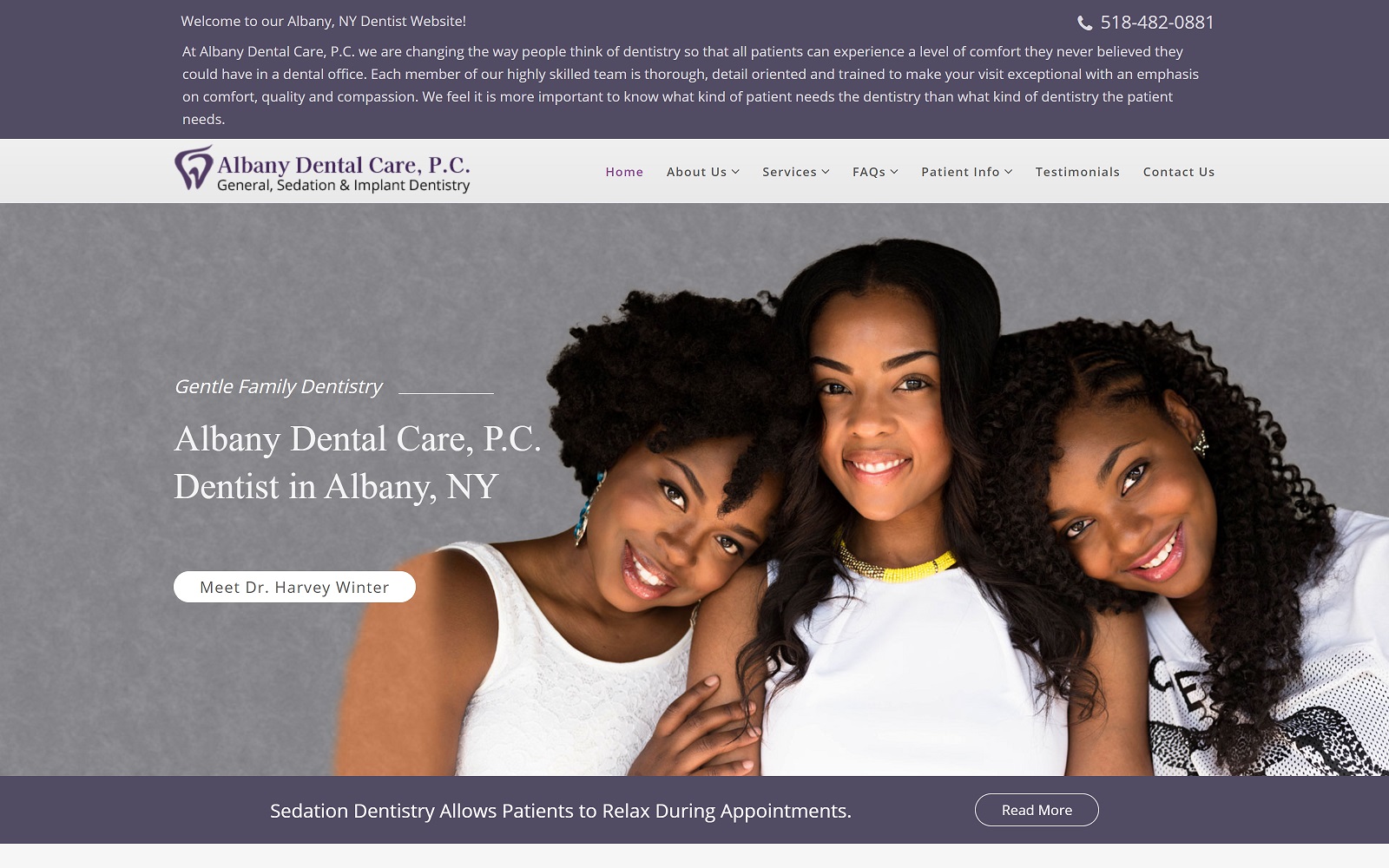 The Screenshot of Albany Dental Care, P.C. albanysedationdentist.com Website