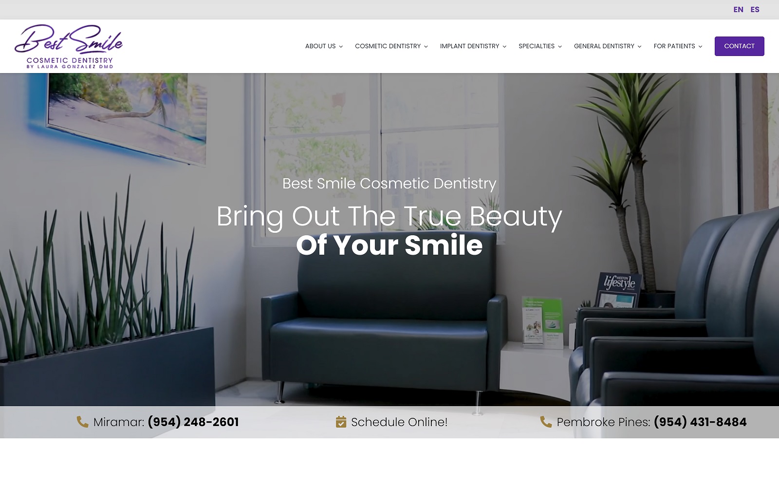 The Screenshot of Best Smile Cosmetic Dentistry bestsmile.us Dr. Laura Gonzalez Website