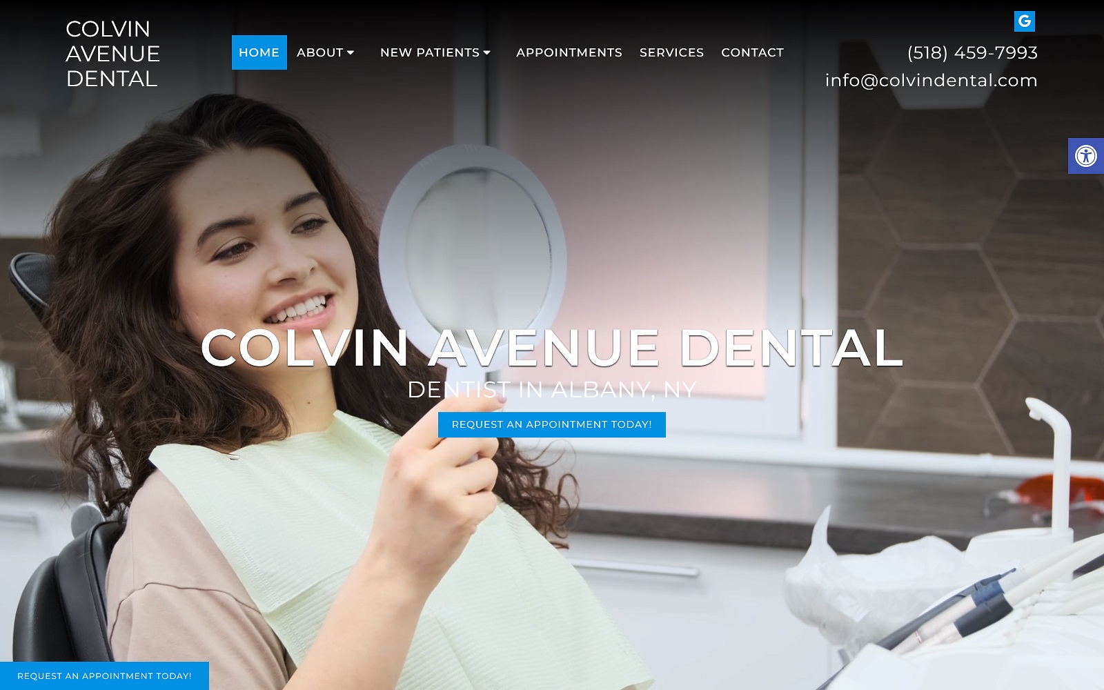 The Screenshot of Colvin Avenue Dental colvinavenuedental.com Website