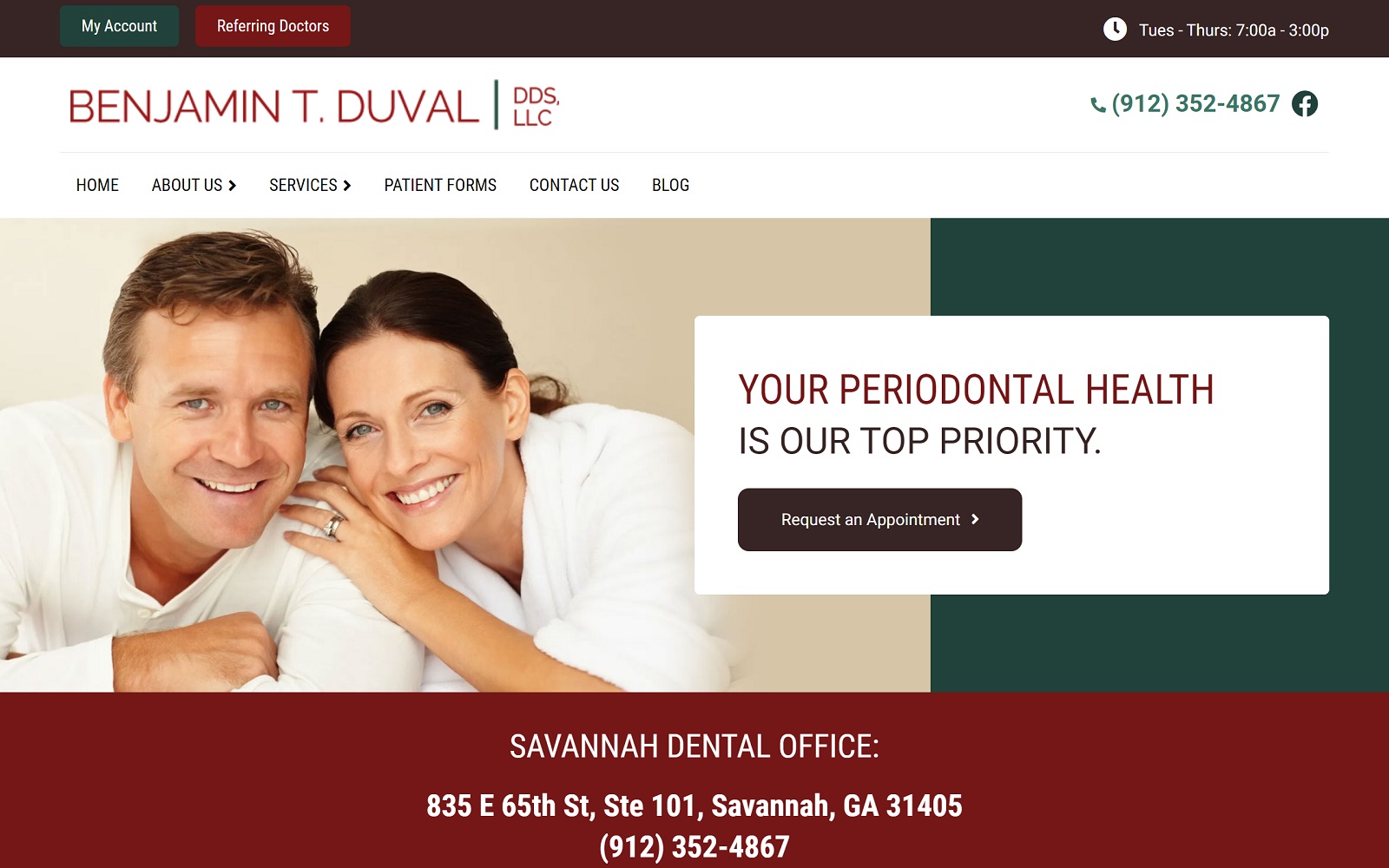 The Screenshot of Benjamin T. Duval DDS duvalperio.com Website