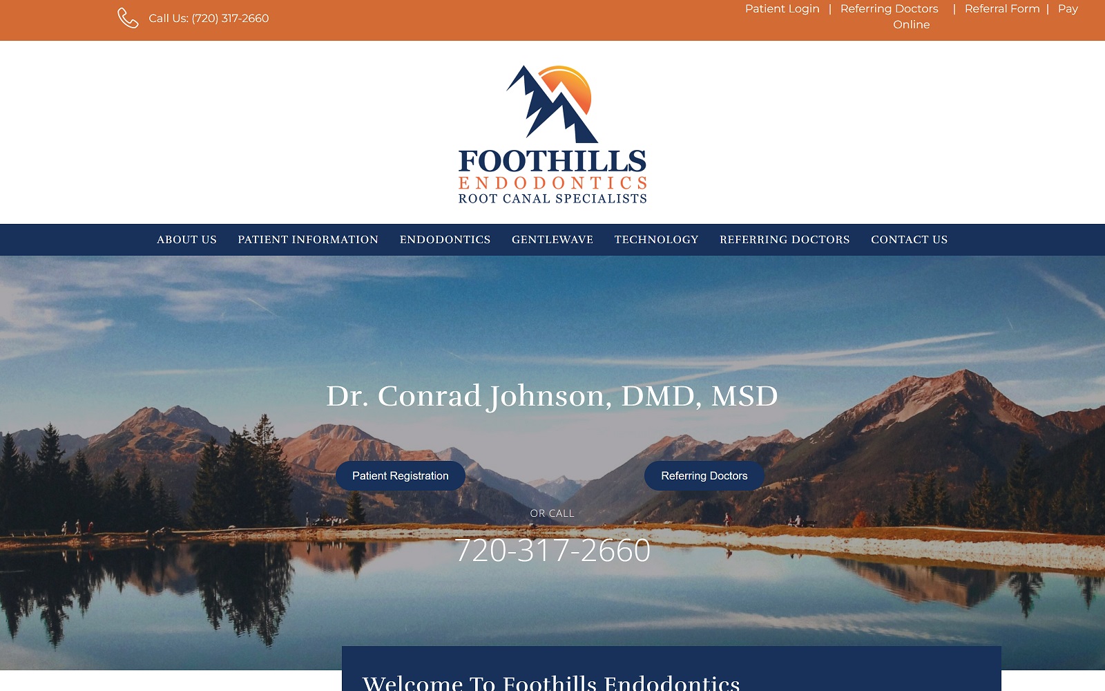 The Screenshot of Foothills Endodontics foothillsendo.com Dr. Conrad Johnson Website