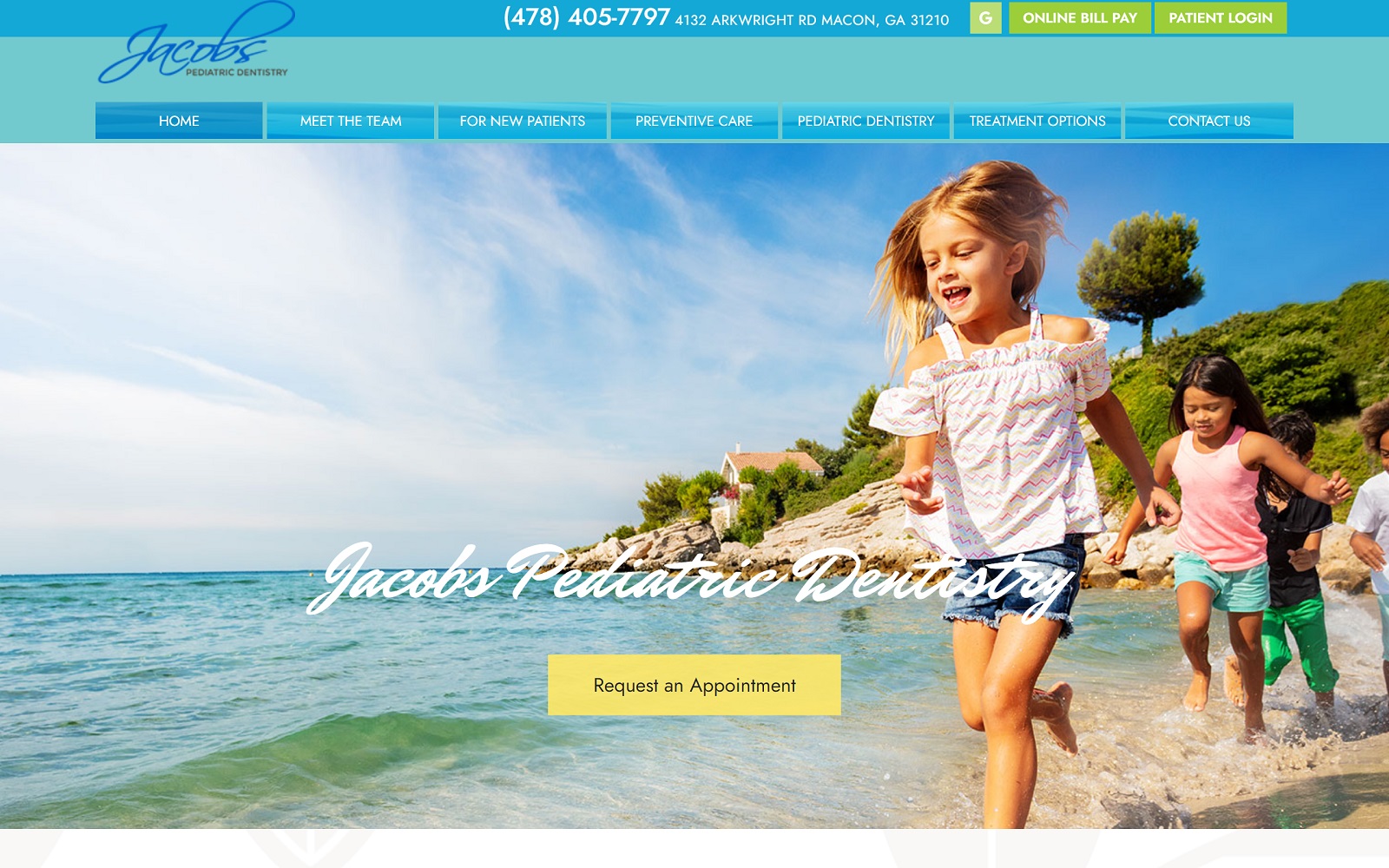 The Screenshot of Jacobs Pediatric Dentistry jacobspediatricdentistry.com Website