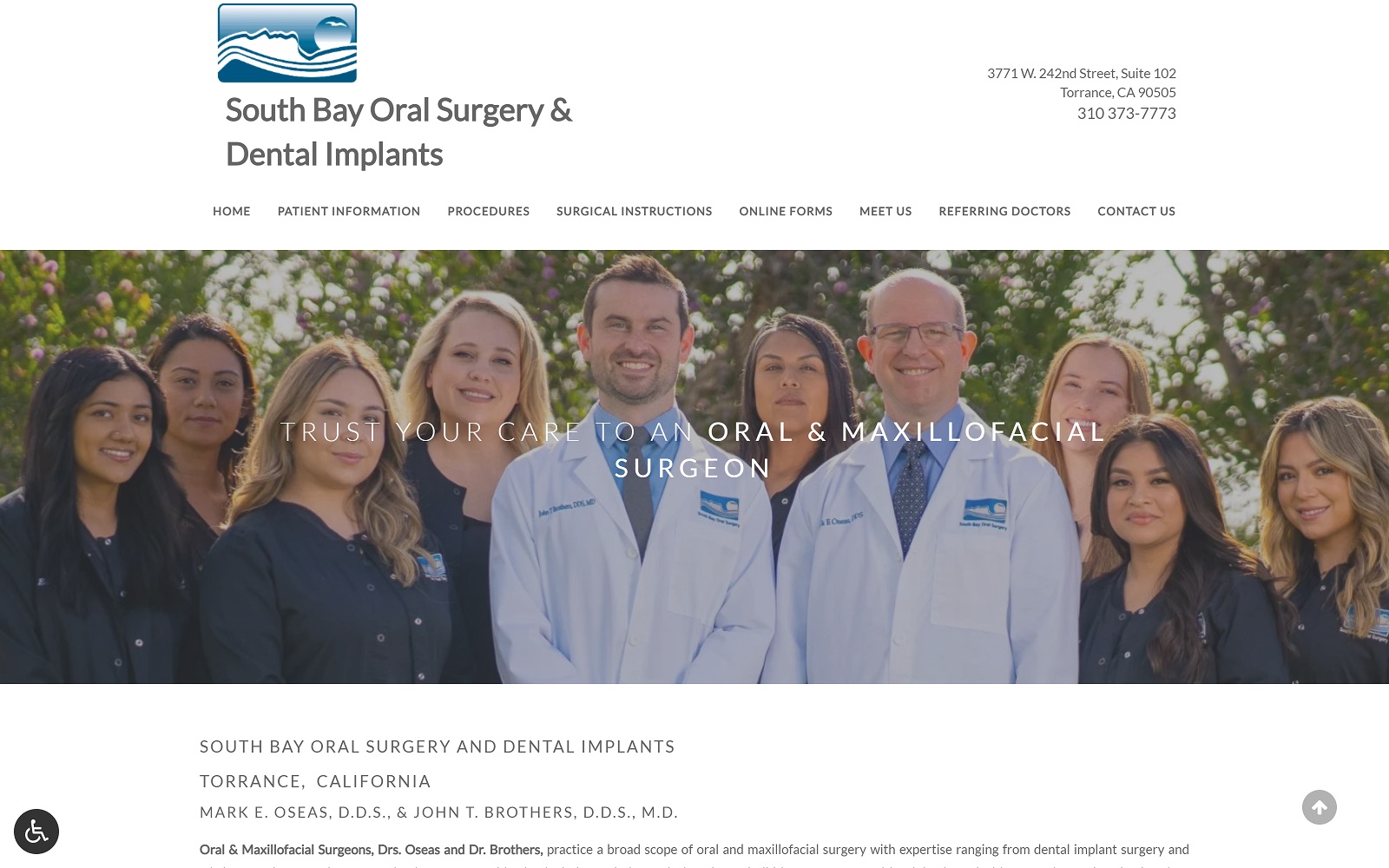 The Screenshot of Mark E. Oseas D.D.S. Inc. sobayoralsurgery.com Website