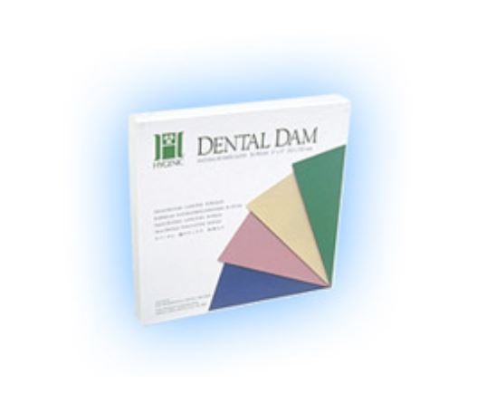 Hygenic Fiesta 5" x 5" Medium Latex Dental Dam, Fruit Scented Assorted Colors