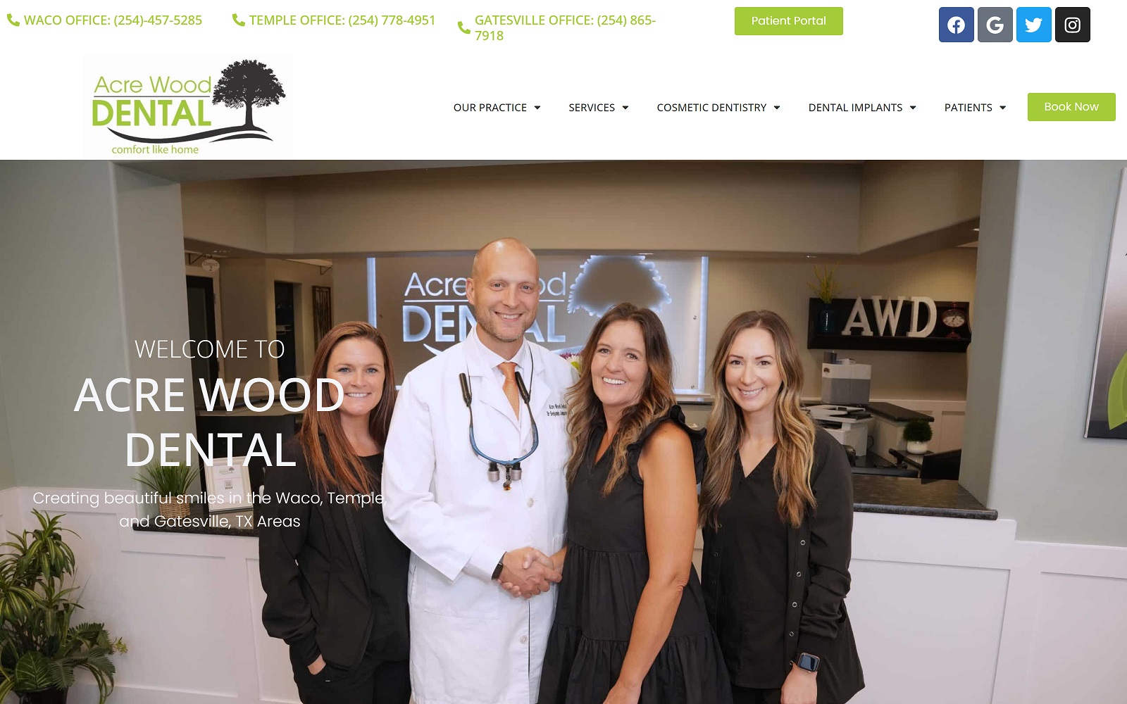 acrewooddental.com screenshot