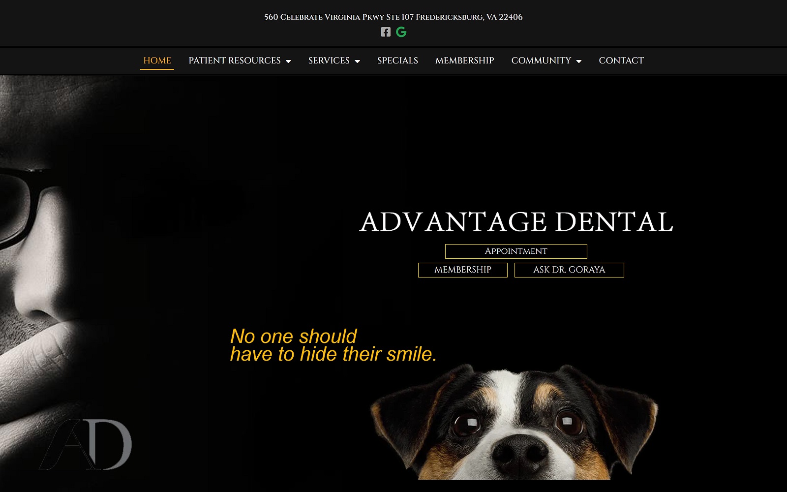 advantagedentalva.com screenshot