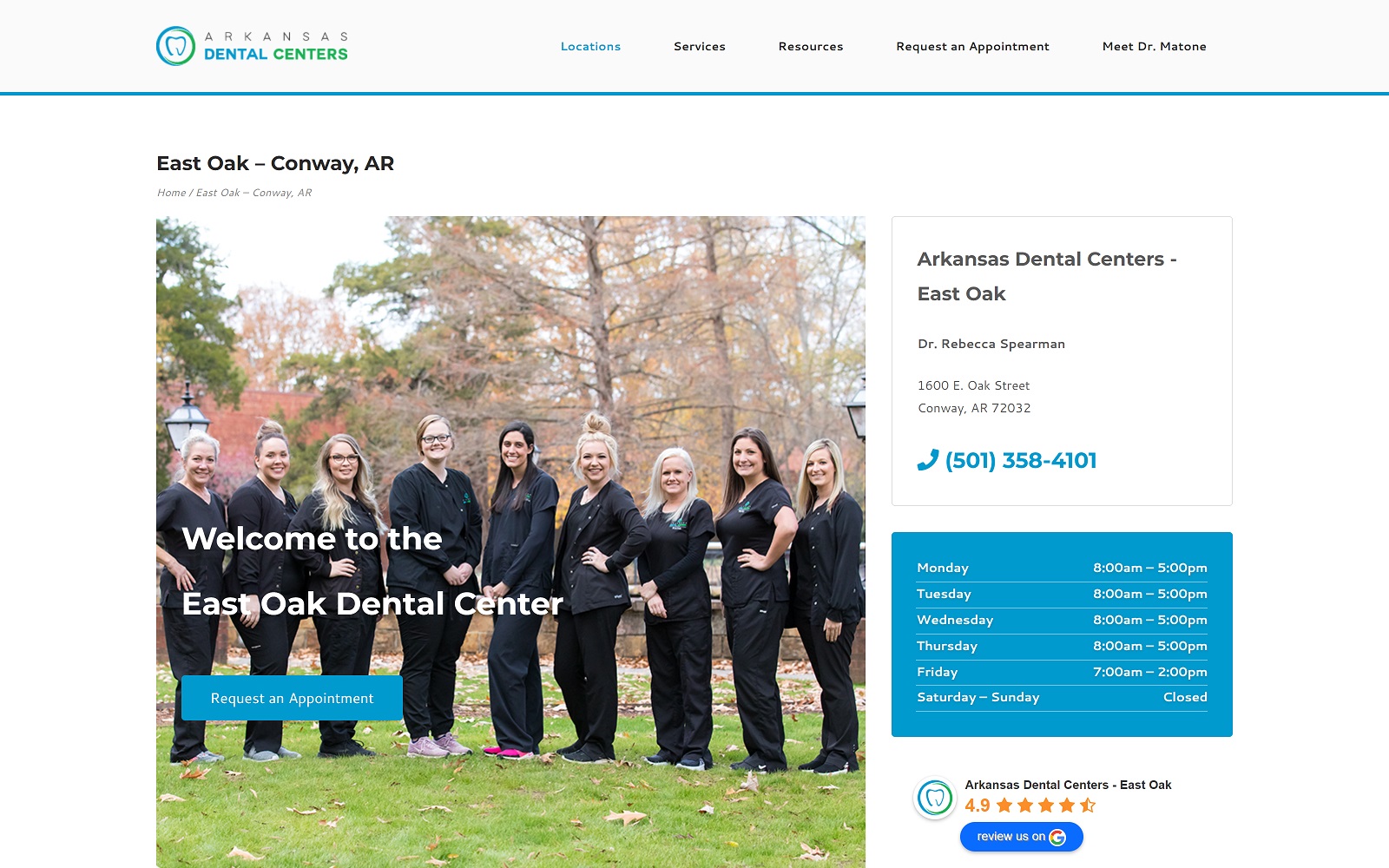 arkansasdentalcenters.com_locations_east-oak-conway-ar screenshot