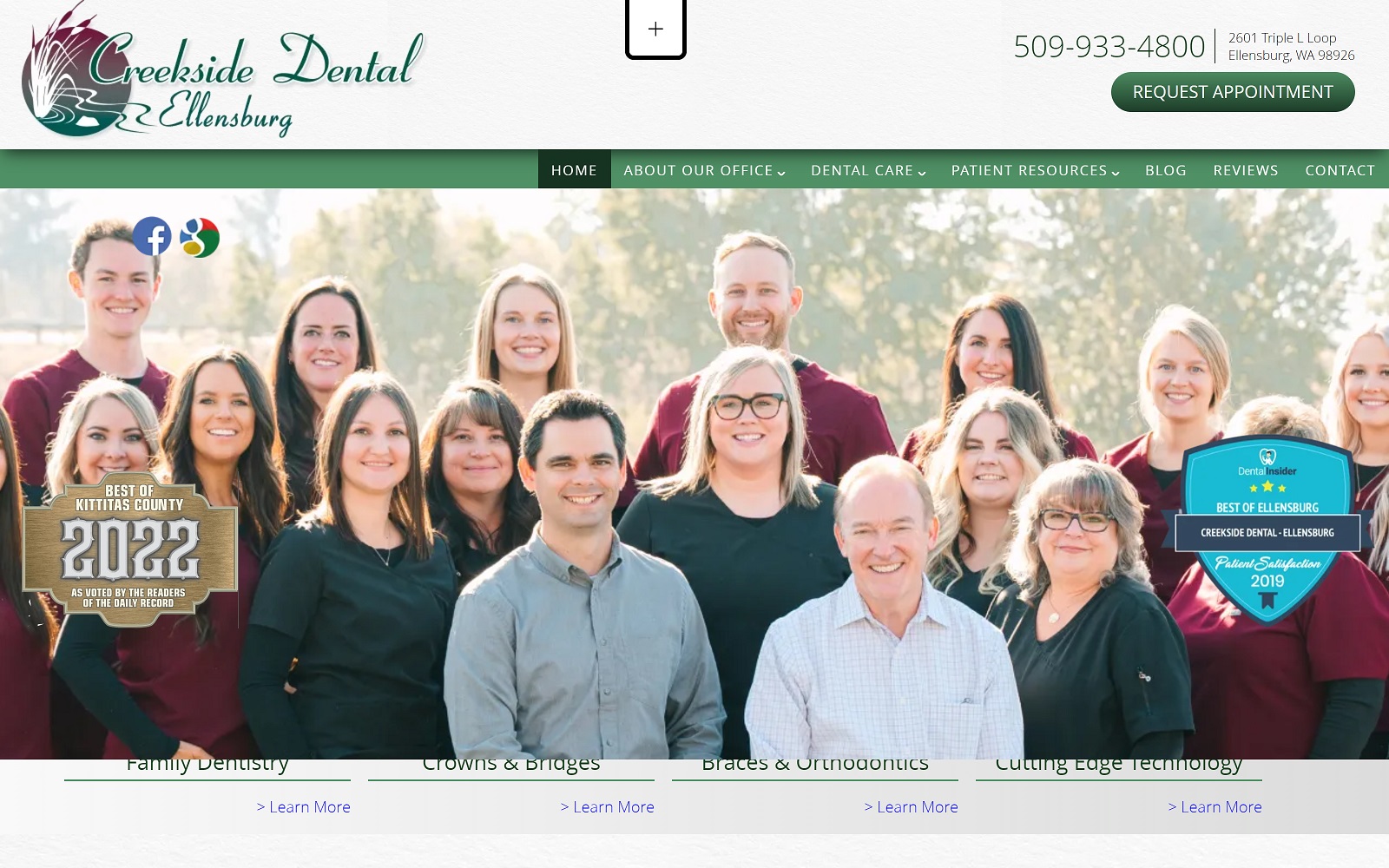 creeksidedentalellensburg.com screenshot
