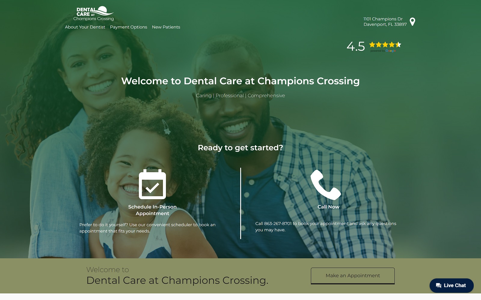 dentalcareatchampionscrossing.com screenshot