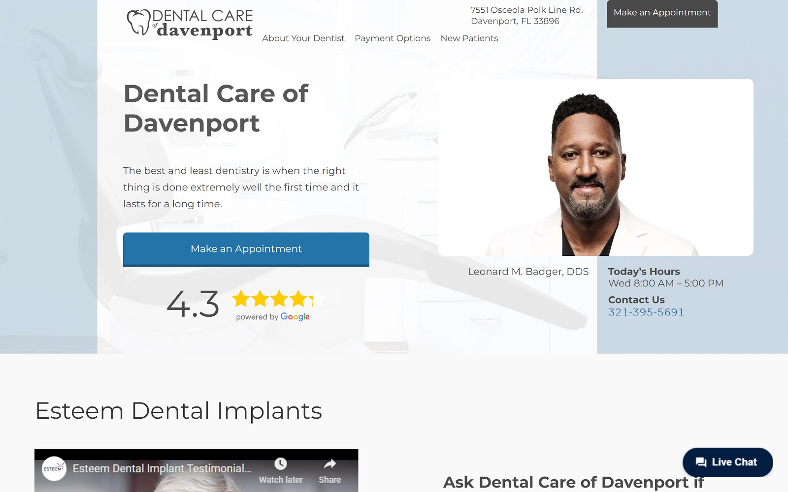 dentalcareofdavenport.com screenshot