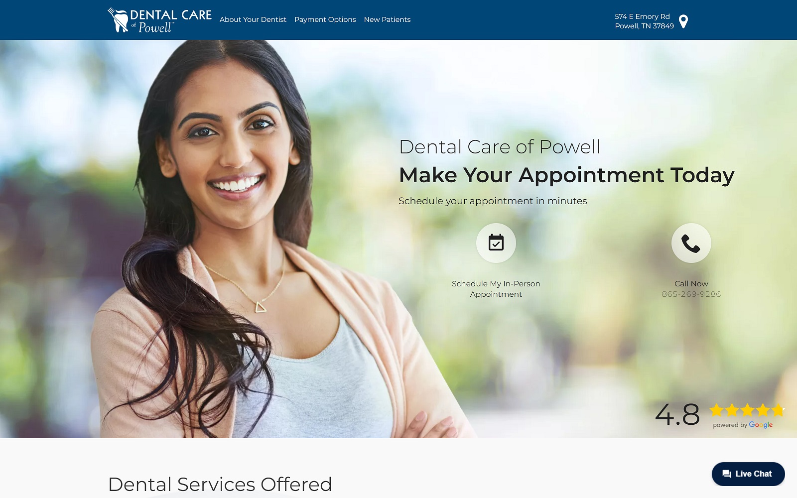 dentalcareofpowell.com screenshot