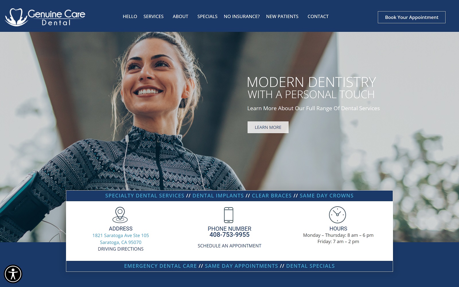 dentistrysaratoga.com screenshot