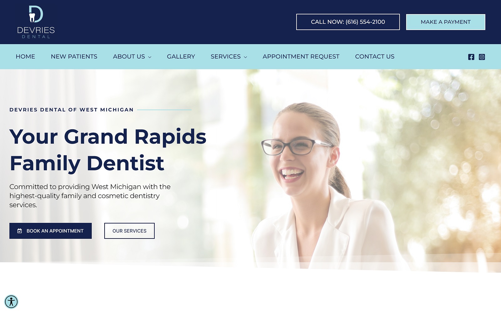 devriesdentalmi.com screenshot