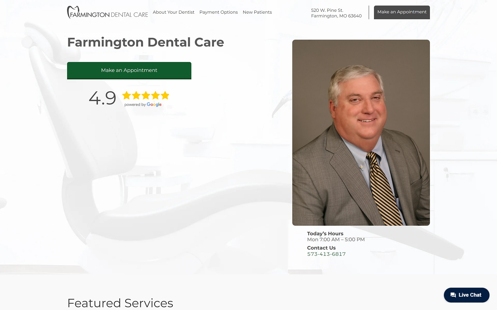 farmingtondentalcare.com screenshot