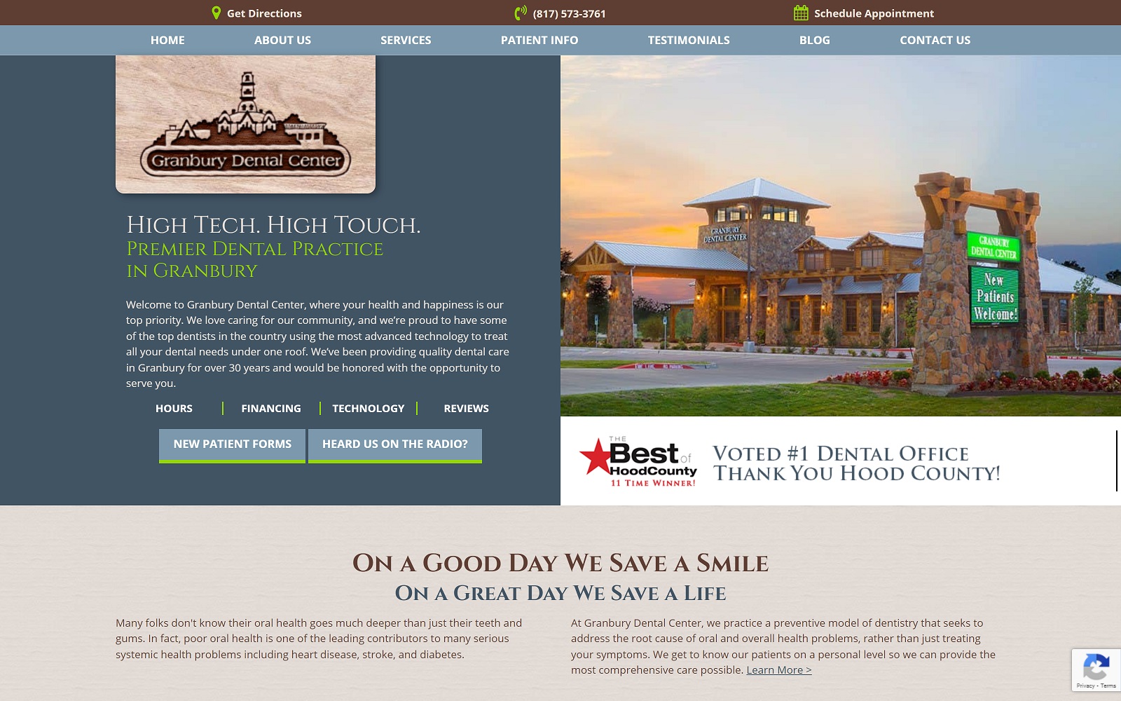 granburydentalcenter.com screenshot