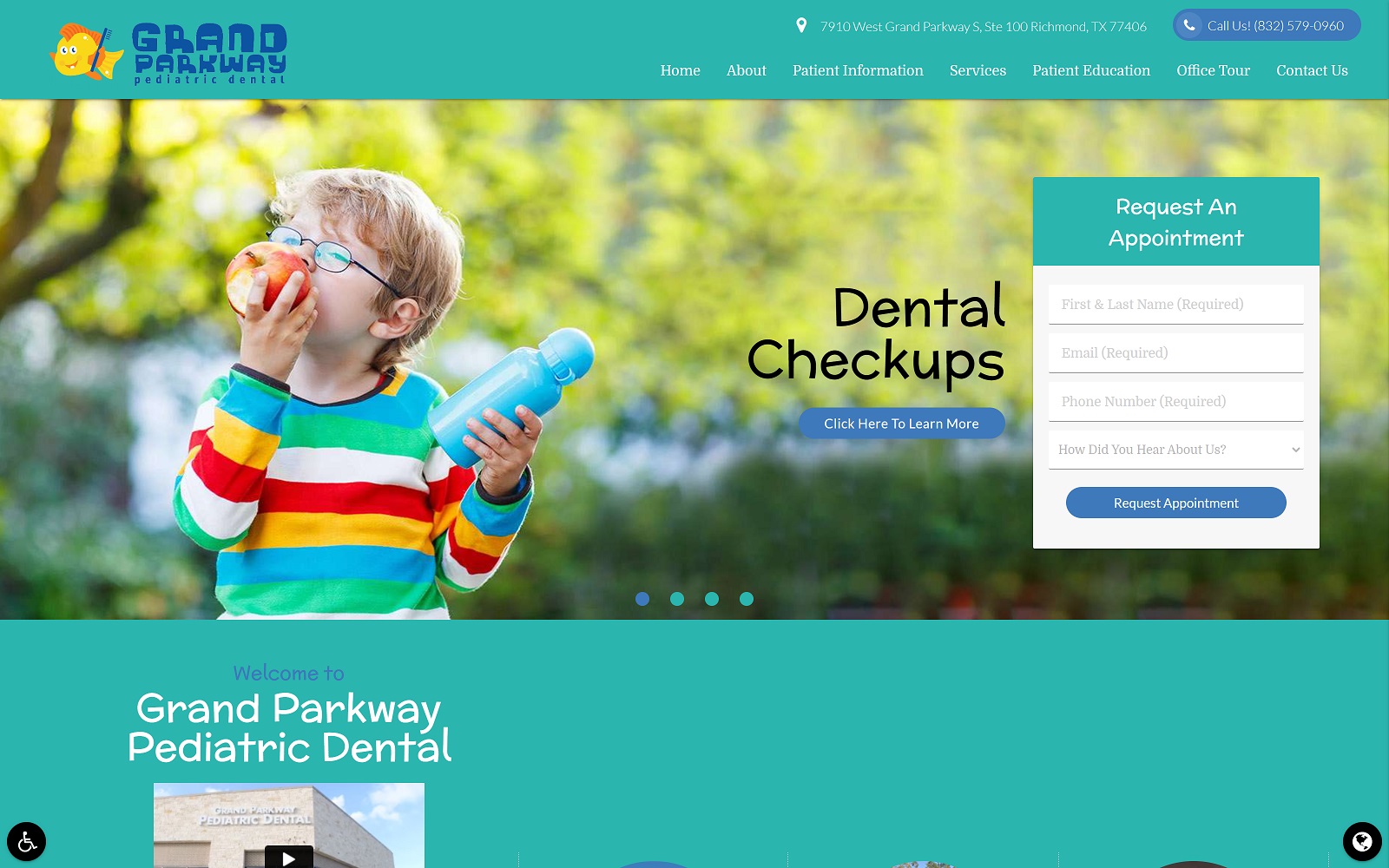 grandparkwaypediatricdental.com screenshot