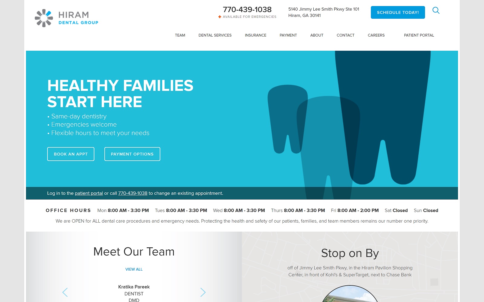 hiramdentalgroup.com screenshot