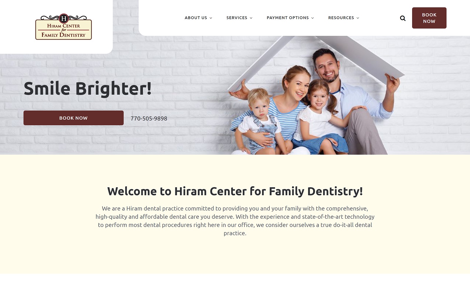 hiramfamilydentistry.com screenshot