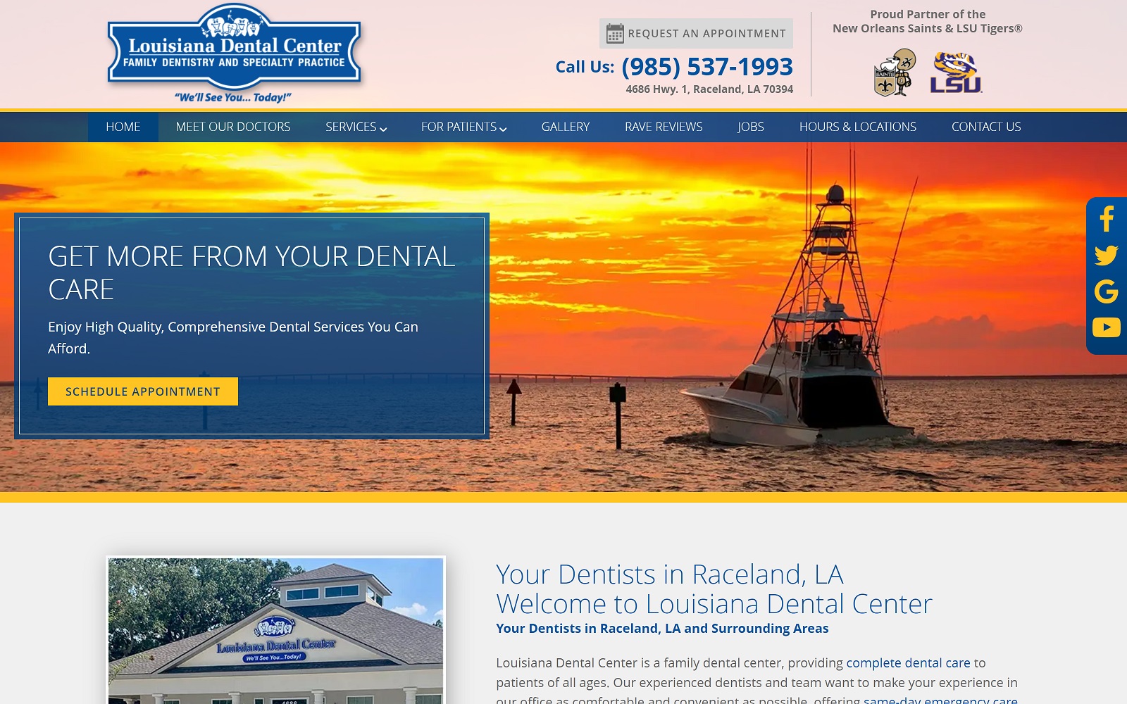 ladentalcenterraceland.com screenshot